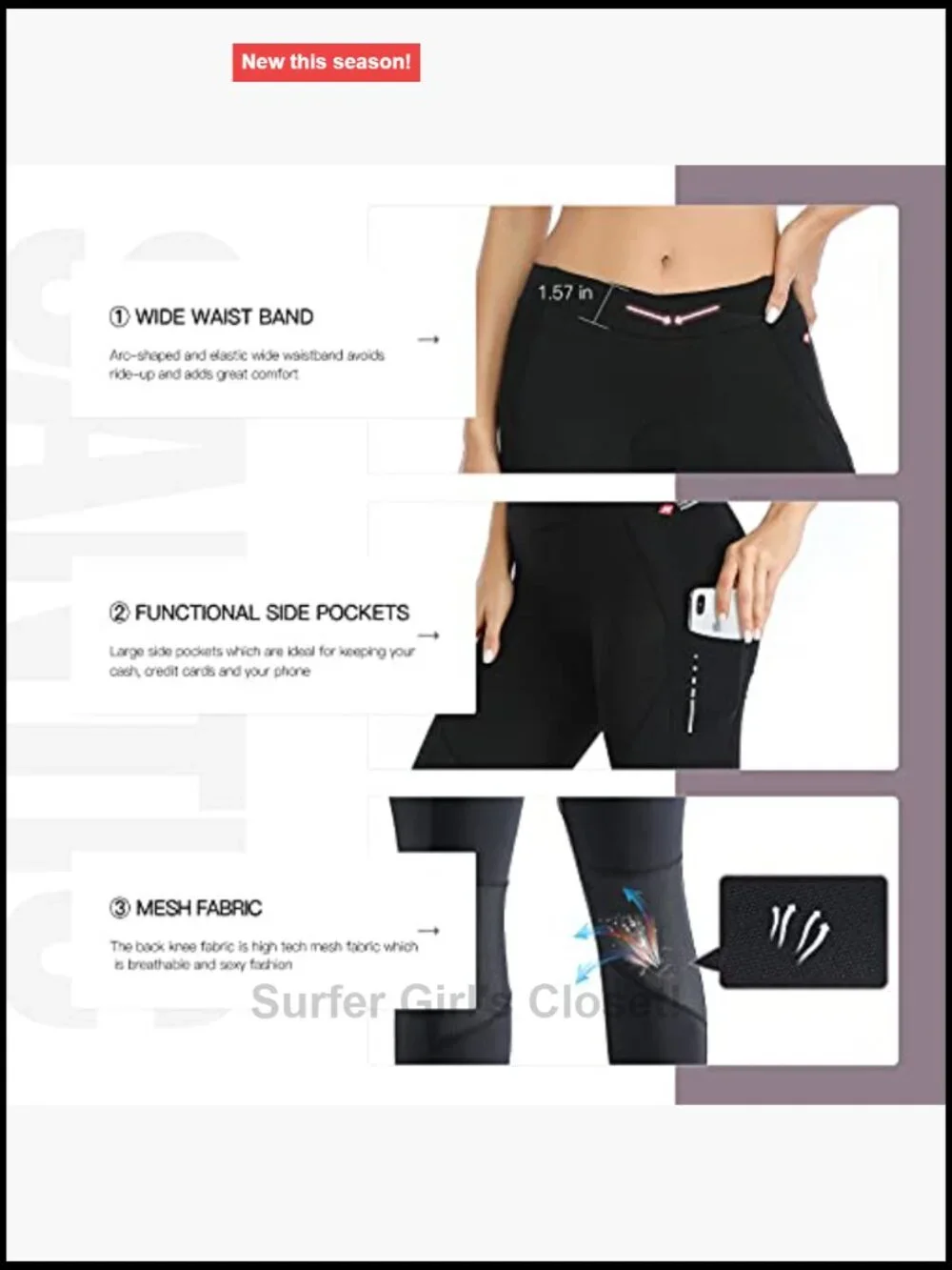 Women's High Waist 4D Padded Cycling Capris 3/4 Biking Tights with Pockets